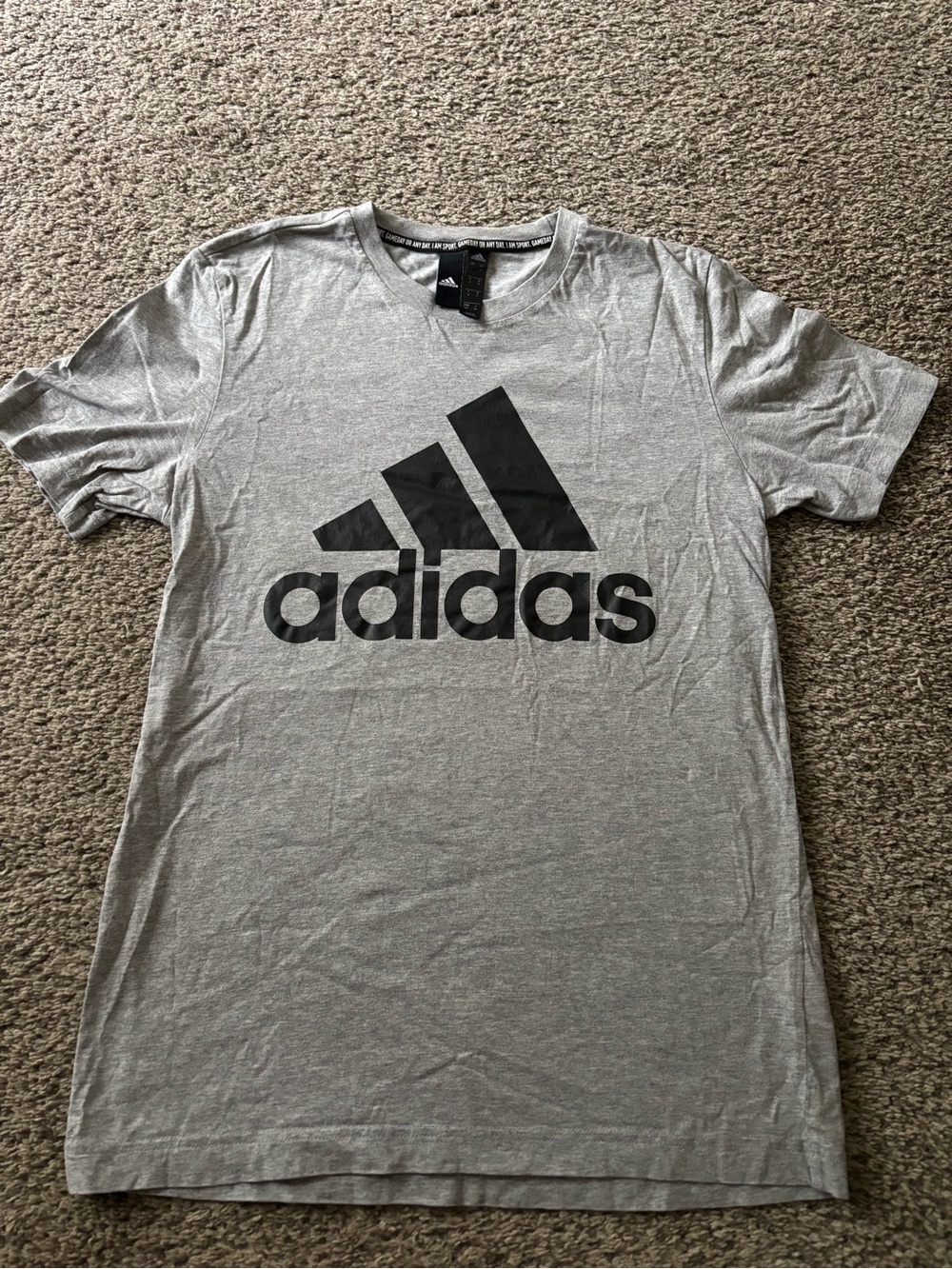 adidas Men’s Large Logo T-Shirt Grey Black Graphic Tee Size S